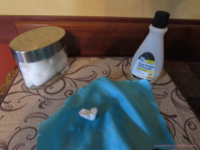 Use Acetone to Remove Dritz Fray Check from Fabric. itchinforsomestitchin.com