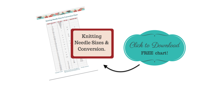 Knitting Needle Sizes & Conversion Chart