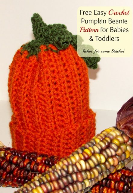 Free Pattern: Easy Crochet Pumpkin Beanie for Babies & Toddlers by Itchin' for some Stitchin'