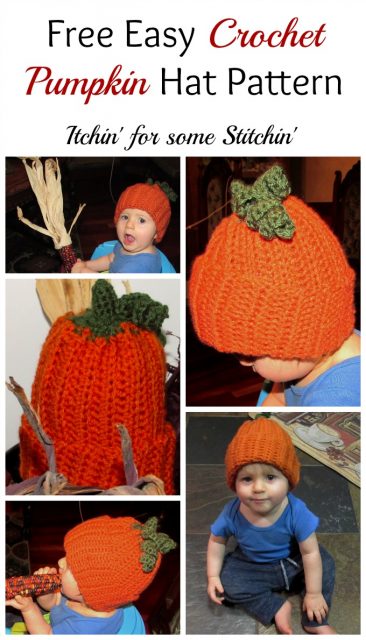 Free Pattern: Easy Crochet Pumpkin Beanie for Babies & Toddlers by Itchin' for some Stitchin'