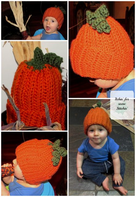 A Free Easy Crochet Pumpkin Hat for Babies and Toddlers by Itchin' for some Stitchin'.