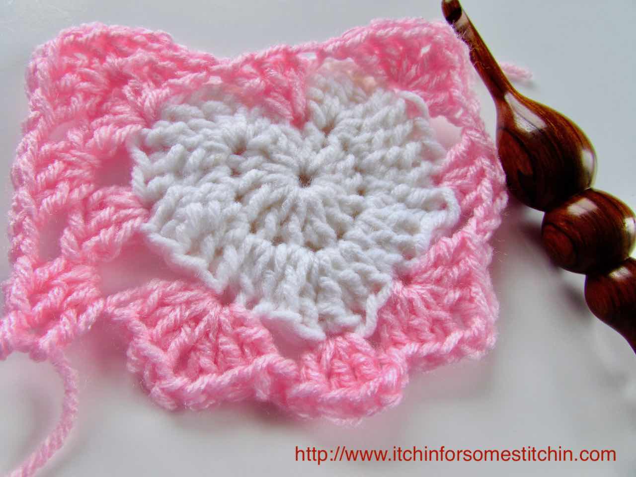 How to crochet a Granny Heart Square tutorial by http://www.itchinforsomestitchin.com