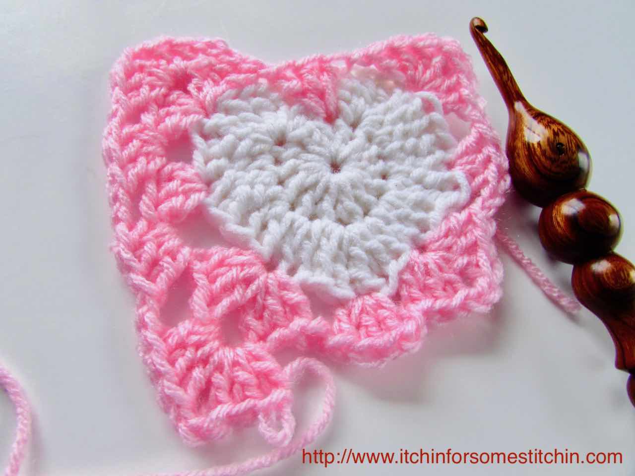 How to crochet a Granny Heart Square tutorial by http://www.itchinforsomestitchin.com