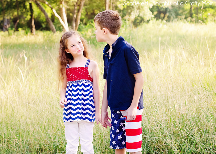 Patriotic Apron Top & Shorts by Scattered Thoughts of a Crafty Mom on http://www.itchinforsomestitchin.com