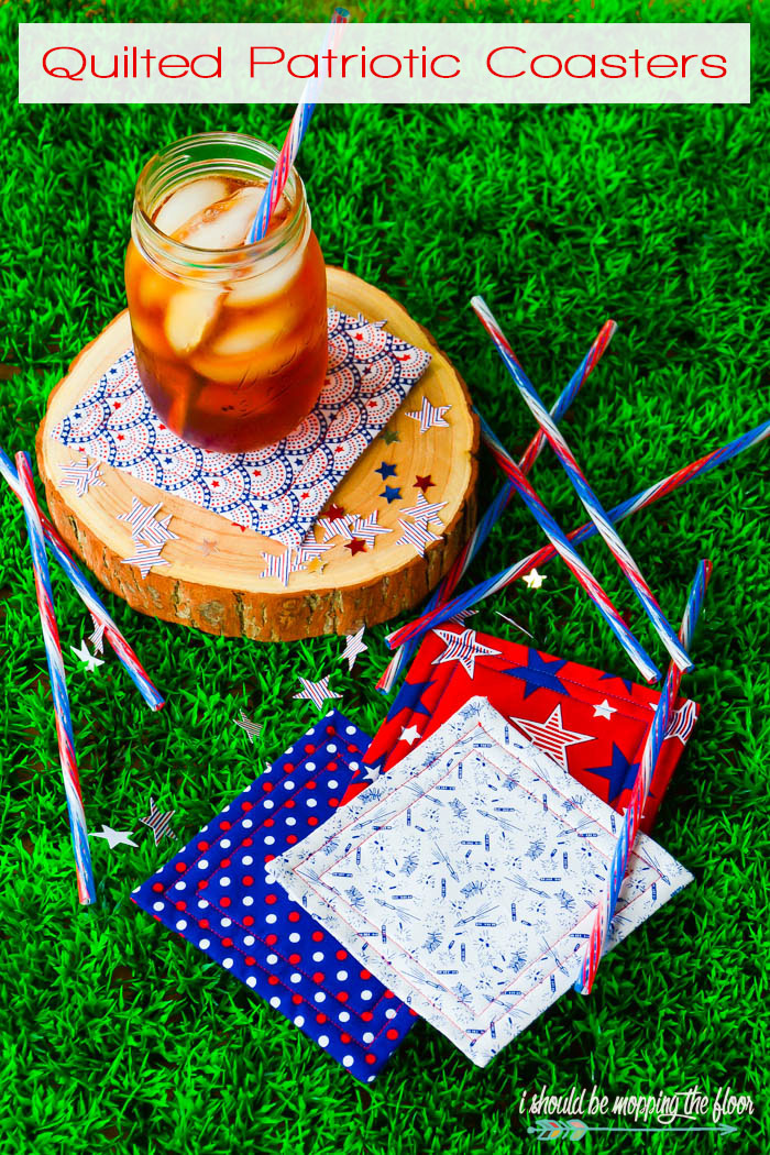 Quilted Patriotic Coasters by I Should be Mopping the Floor on http://www.itchinforsomestitchin.com