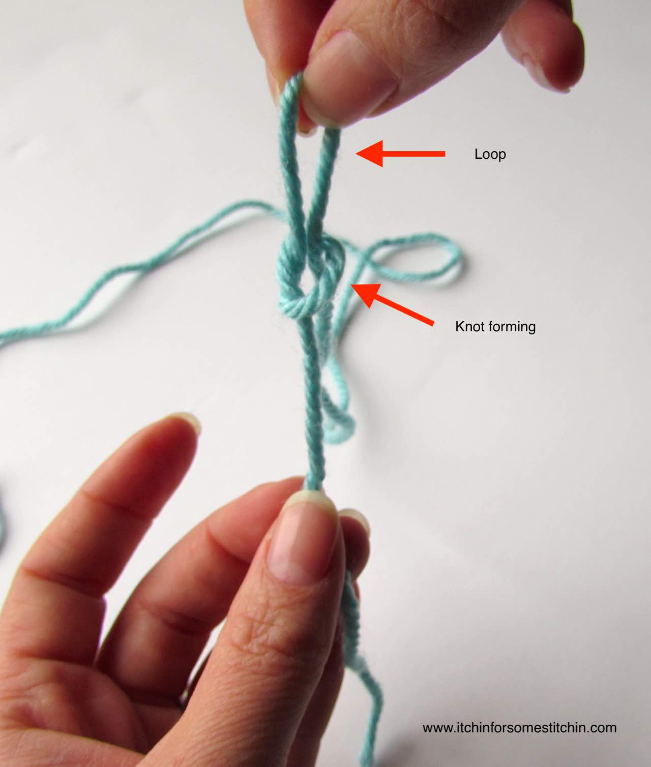 Crochet Beginner Series: How to Make a Slip-knot by www.itchinforsomestitchin.com