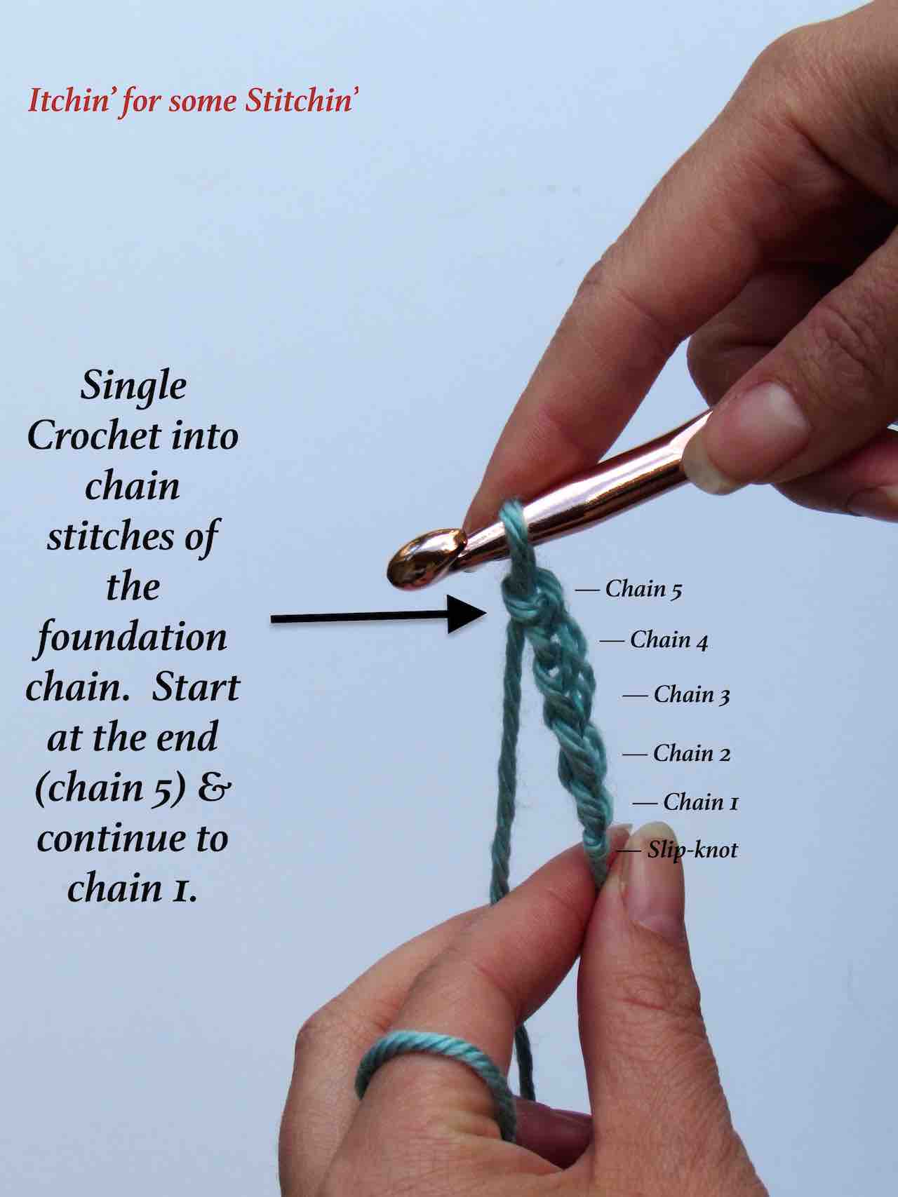 How to Single Crochet for Beginners by www.itchinforsomestitchin.com