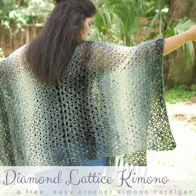 Diamond Lattice Crochet Kimono part of a roundup by www.itchinforsomestitchin.com