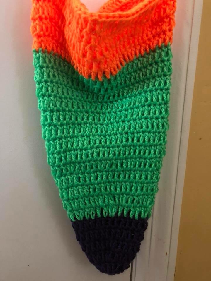 Crochet Halloween Candy Corn Bag Pattern by www.itchinforsomestitchin.com