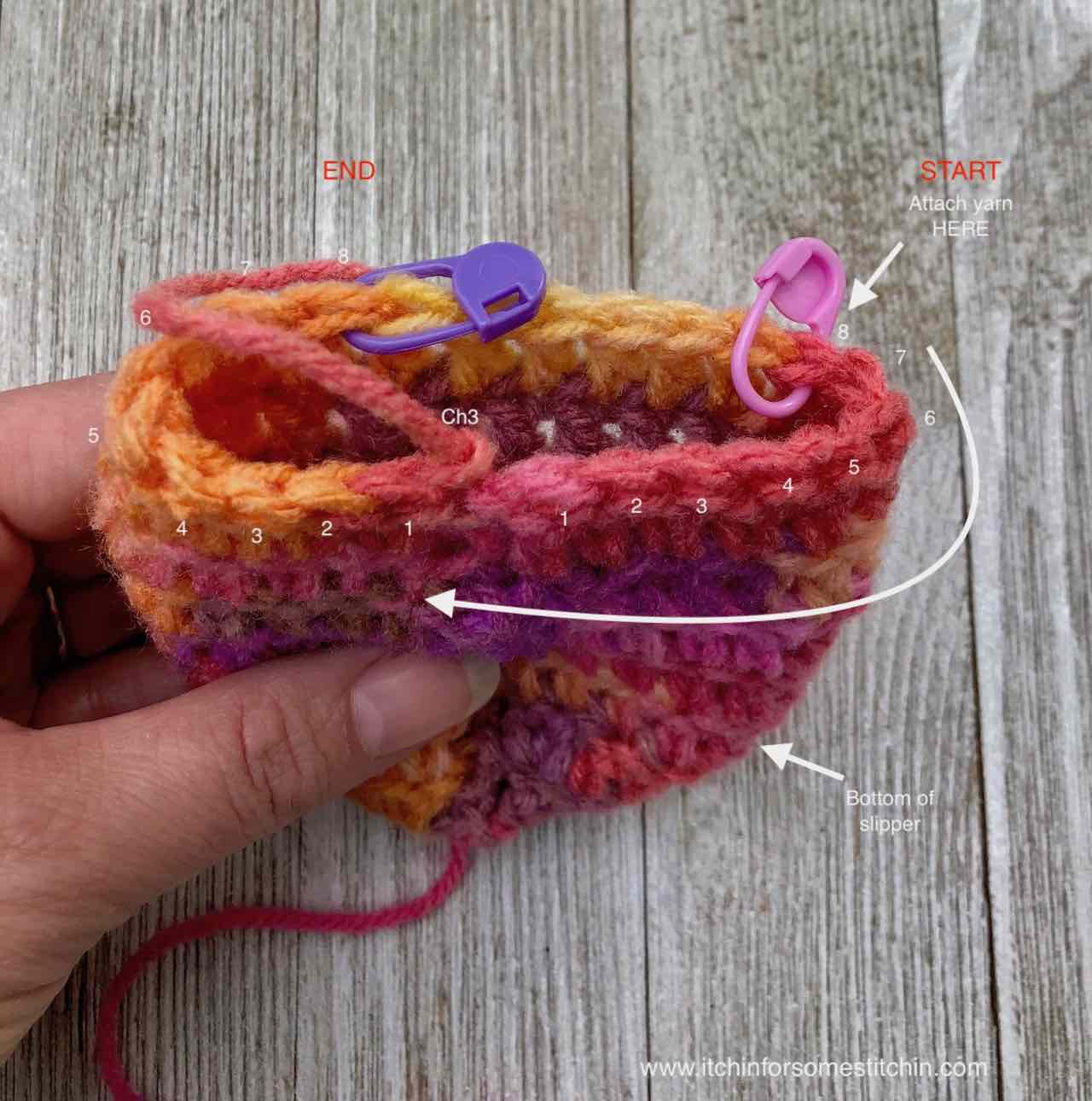 Easy Beginner Slipper Pattern by www.itchinforsomestitchin.com