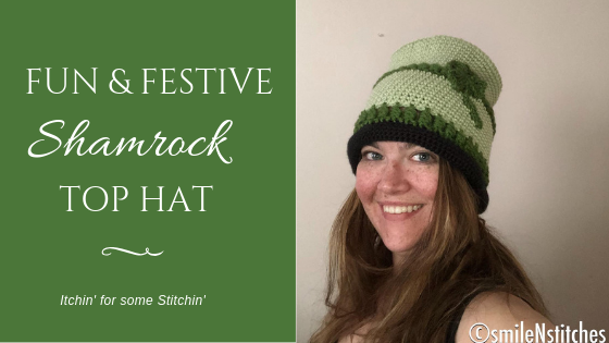 Easy Crochet Top Hat for St. Patrick's Day with Shamrock Appliqué by www.itchinforsomestitchin.com